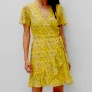 Banana Republic Factory Yellow Wrap Floral Dress